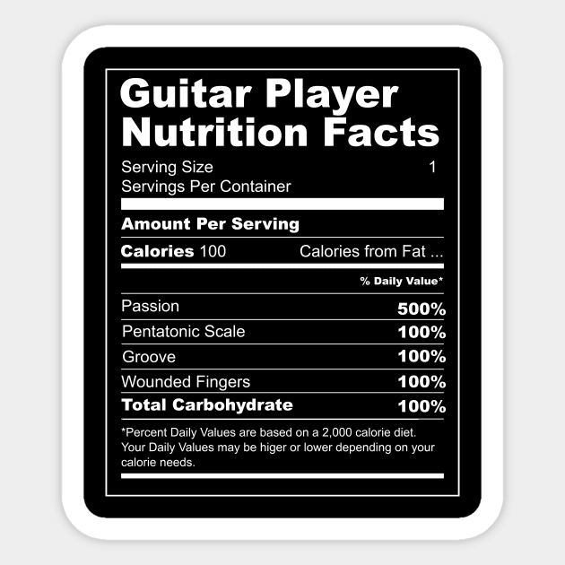 Guitar Player Nutrition Facts Sticker by dconciente